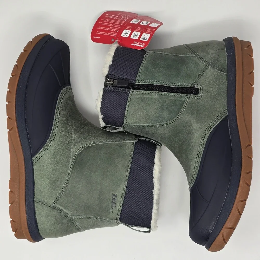 LL Bean Storm Chaser Zip 5 Women 8.5 M Waterproof Insulated Boots Green 507153